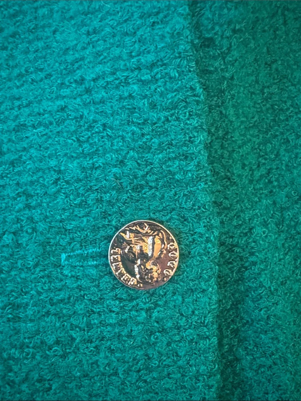 CHANEL Emerald Green Tweed A-Line Skirt with Gold Buttons